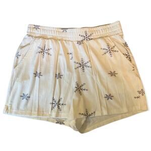 Cozie By Pink Rose White Velour Shorts Snowflake Medium NWOT